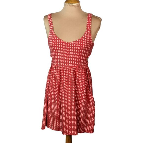URBAN OUTFITTERS BY CORPUS Side Cut Out Knit Heart Print Sundress Red Size Small - Picture 1 of 13